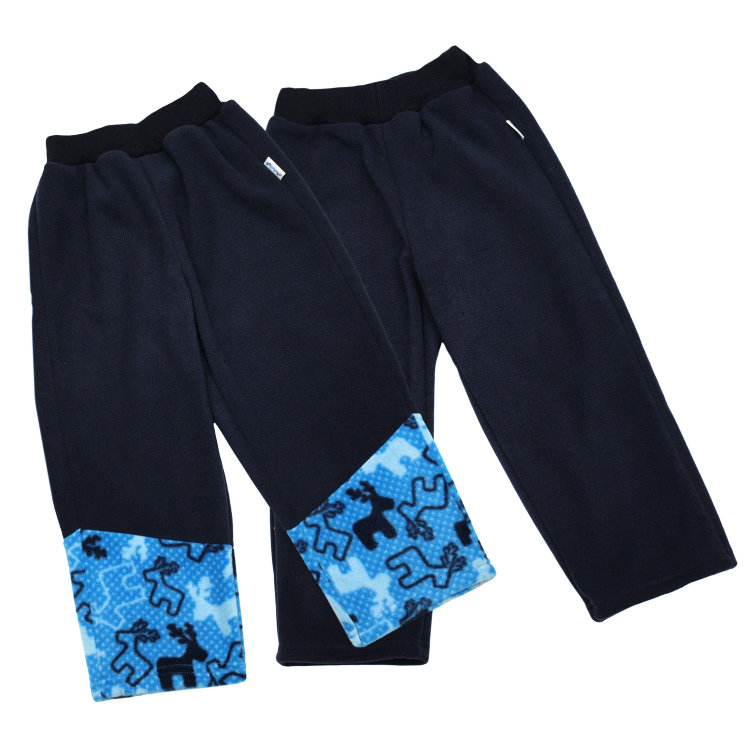 Комплект флисовых брюк 2 шт, 103814-2985, цвет: темно-синий+олень голубой