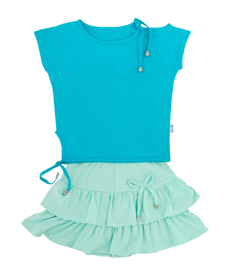 Комплект юбка+туника, 100915-1140, цвет: Ментол+бирюза