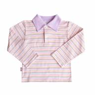 Рубашка-поло детская, длинный рукав, 0804-010-9907, цвет: Полоса свет. + фиолет - Рубашка-поло детская, длинный рукав, 0804-010-9907, цвет: Полоса свет. + фиолет
