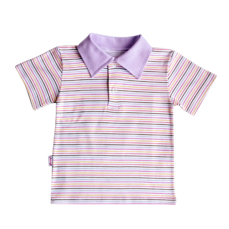 Рубашка-поло детская, короткий рукав, 0804-011-9907, цвет: Полоса свет. + фиолет