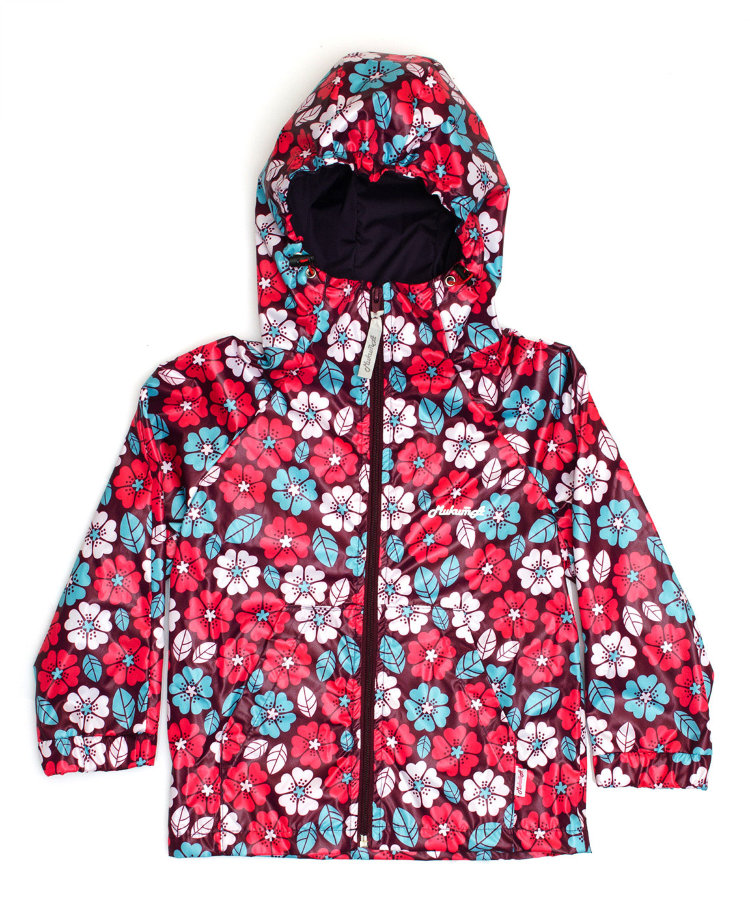 Куртка-ветровка, 190116-8207, цвет: цветы+фиолетовый