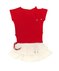 Комплект юбка+туника, 100915-1201, цвет: Молочный+красный