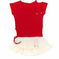 Комплект юбка+туника, 100915-1201, цвет: Молочный+красный - Комплект юбка+туника, 100915-1201, цвет: Молочный+красный