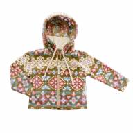 Куртка флисовая с капюшоном, 193414-8412, цвет: орнамент+молочный - Куртка флисовая с капюшоном, 193414-8412, цвет: орнамент+молочный