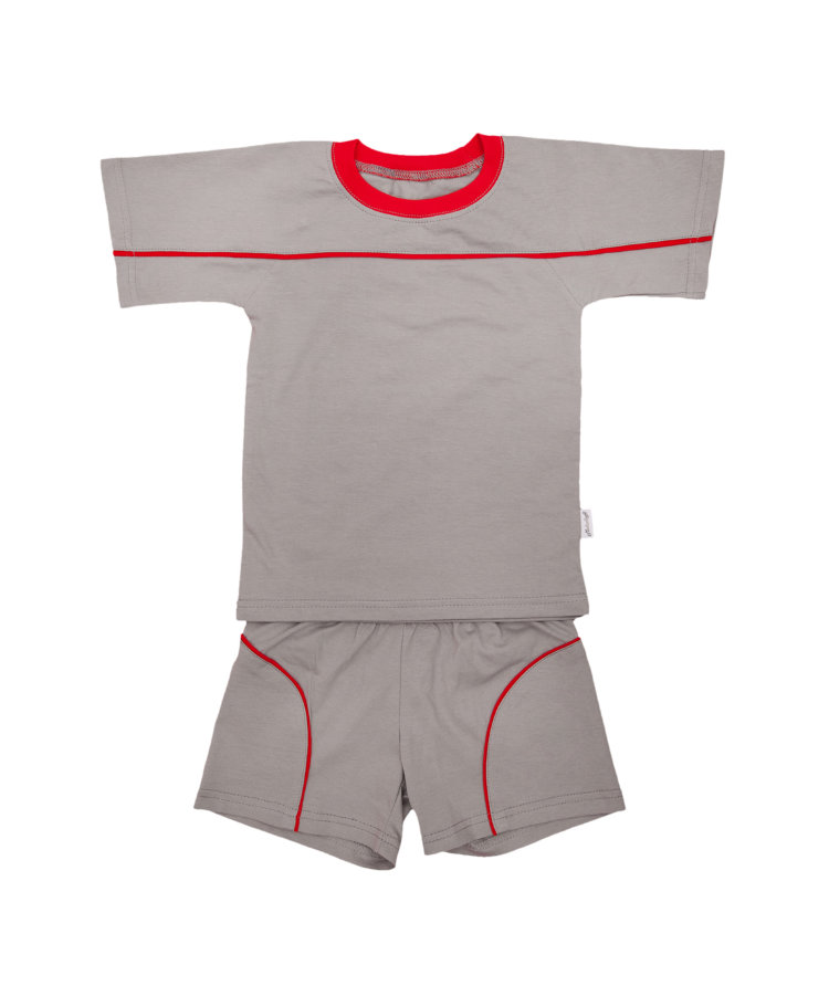 Комплект шорты+футболка, 100415-1301, цвет: Серый+красный