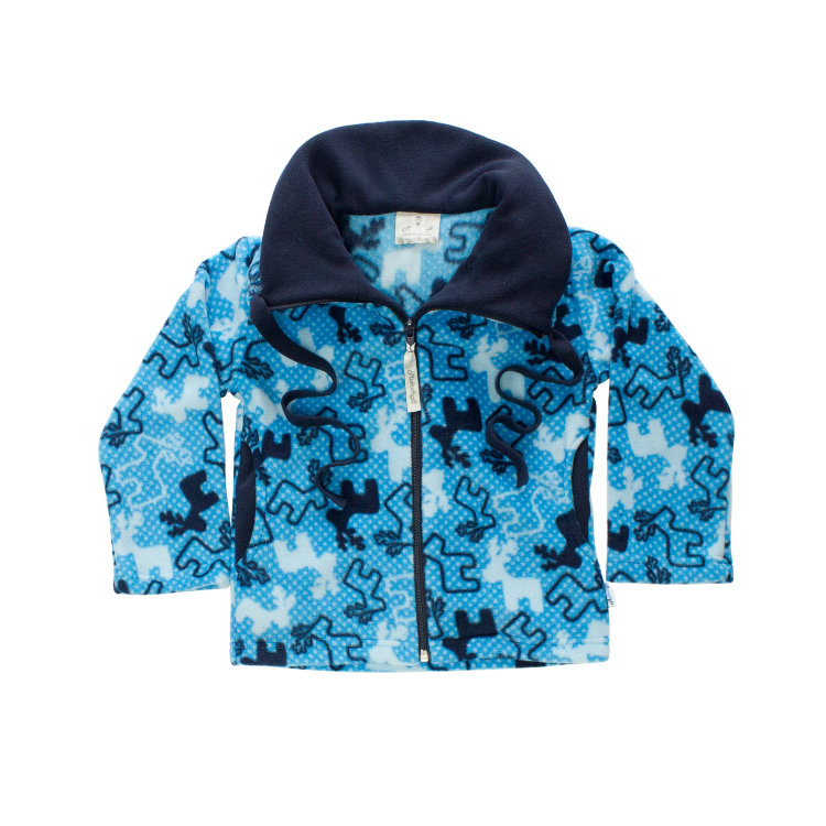 Куртка флисовая с капюшоном, 193414-8500, цвет: олень голубой