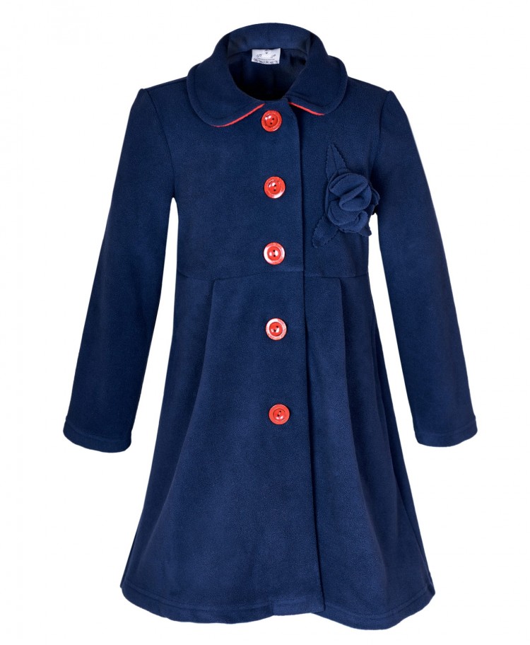 Пальто флисовое без подклада, 183914-2901, цвет: темно-синий +красный