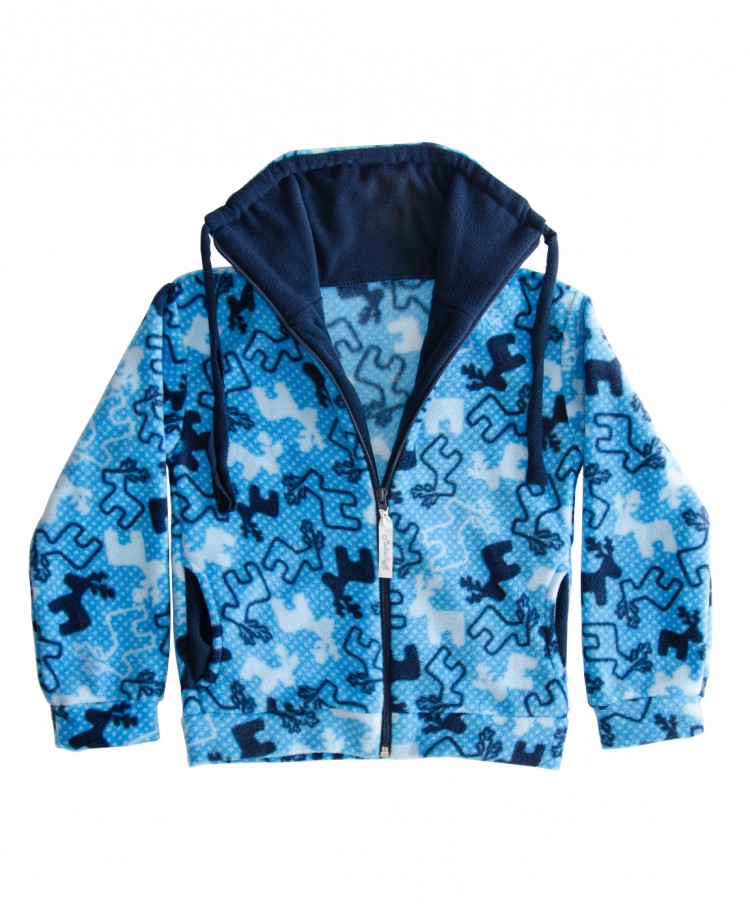 Куртка флисовая, 192715-8529, цвет: Олень голубой+темно-синий