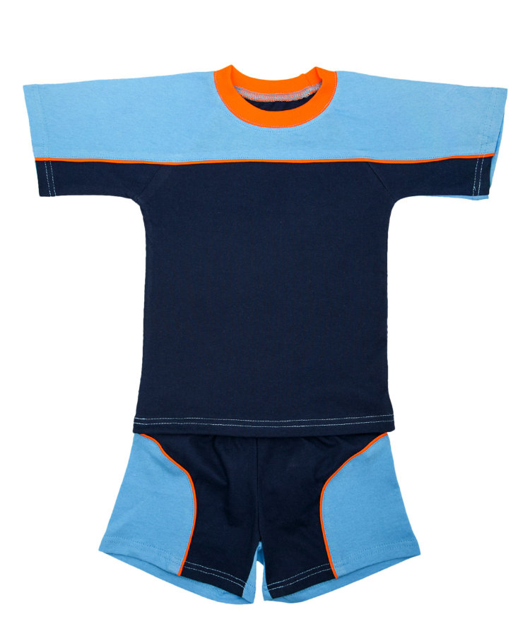 Комплект шорты+футболка, 100415-0605, цвет: Синий+голубой