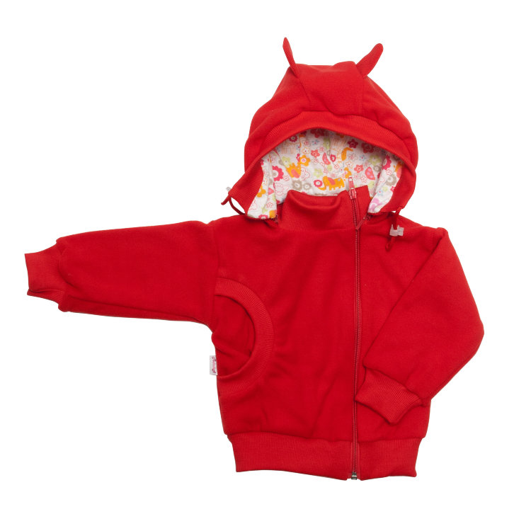 Куртка-косушка с капюшоном флис, 0205-019-0135, цвет: Красный+африка