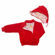 Куртка-косушка с капюшоном флис, 0205-019-0135, цвет: Красный+африка - Куртка-косушка с капюшоном флис, 0205-019-0135, цвет: Красный+африка