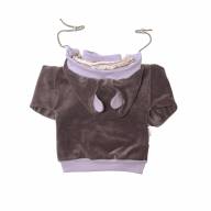 Куртка-косушка с капюшоном велюр, 0205-020-1307, цвет: Серый+фиолетовый - Куртка-косушка с капюшоном велюр, 0205-020-1307, цвет: Серый+фиолетовый