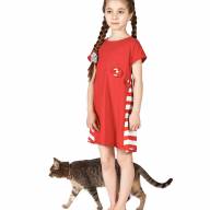 Платье-туника, 160117-0199, цвет: красный+полоса - Платье-туника, 160117-0199, цвет: красный+полоса