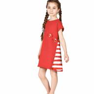Платье-туника, 160117-0199, цвет: красный+полоса - Платье-туника, 160117-0199, цвет: красный+полоса